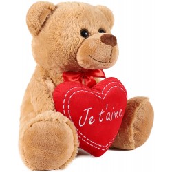 Peluche ours avec coeur - je t'aime - 35 cm 