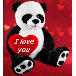 Peluche géante panda avec coeur i love you 100 cm 