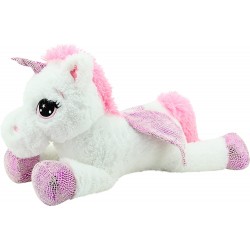 Peluche géante licorne blanc et rose Sweety Toys 65 cm 